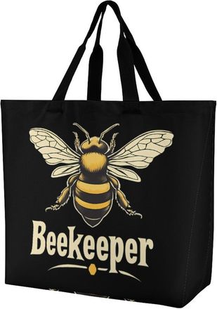 Generic Bee Keeper Tote Bag Reusable Grocery Shopping Bags Large Travel One Shoulder Handbag for Picnic Work