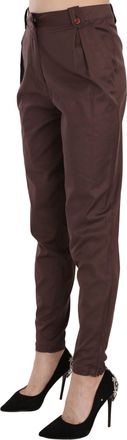Just Cavalli Brown High Waist Tapered Formal Trousers Womens Pants