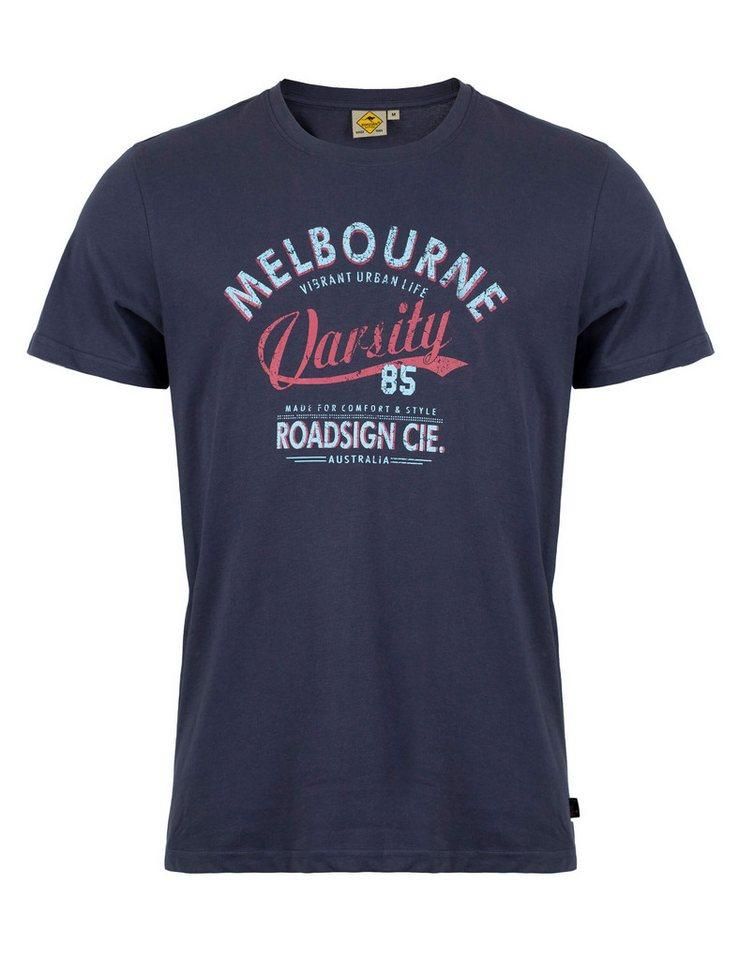 ROADSIGN Australia Herren T-Shirt Mit Print – 100% Baumwolle, Beige, XL, Explorer-Look