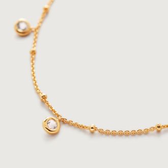 Monica Vinader Gold Mini Gemstone Chain Necklace White Topaz