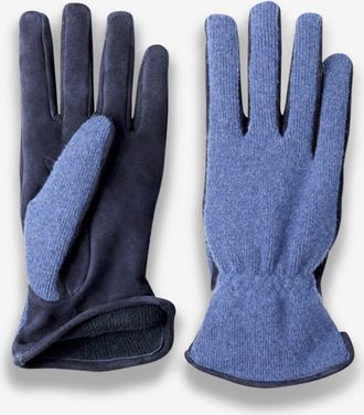 Restelli Guanti Zweifarbige Handschuhe aus Strick und Wildleder