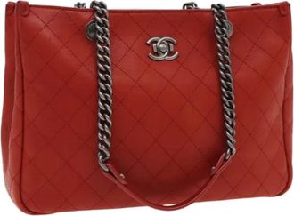 Chanel Pre-owned Tote Bags, female, Red, Size: ONE SIZE Pre-owned Vintage Leather Tote Bag