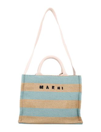 Marni Raffia-Effect Small Tote Bag