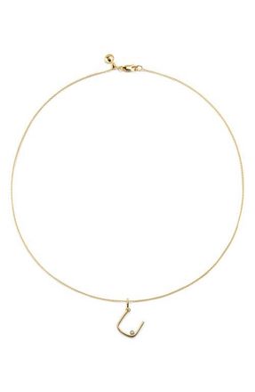 Monica Vinader Diamond Initial Pendant Necklace in 18K Gold Vermeil U at Nordstrom