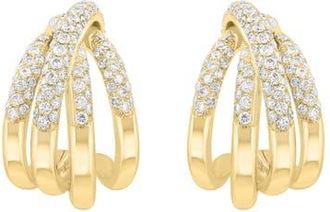 Effy 18K Rose Gold Diamond Pav&eacute; Hoop Earrings in 18K Gold at Nordstrom