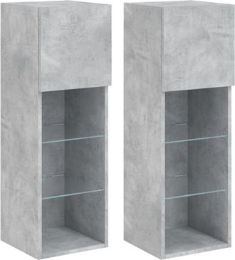 vidaXL Vidaxl - tv Cabinets with led Lights 2 pcs Concrete Grey 30.5x30x90 cm