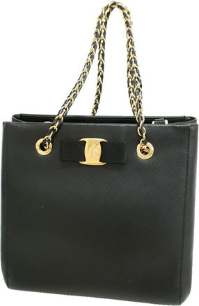 Ferragamo Black Leather Tote Bag (Pre-Owned)