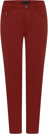 C.Ro Winter Rood Suzanne Broek met Rits Detail - Dames - Slim Fit Broeken - Rood - XS - Katoen - Broeken
