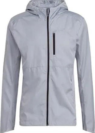 adidas Mens adidas Solid Color Zipper Hooded Track Jacket Light Silver GJ9949