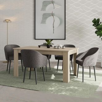 Dmora Mesa Fija Rifred, 8 Plazas, Forma Rectangular, Tono Madera Roble, 160x90x77h Cm Marr&oacute;n Roble