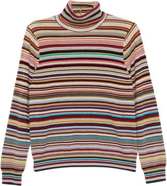 Paul Smith Signature Stripe Turtleneck - Dames - Coltruien - Veelkleurig - M - Wol - Truien & Vesten
