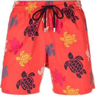 Vilebrequin turtle-print swim shorts - men - Recycled Polyamide/Polyamide/Cotton - L - Red
