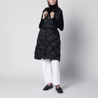 Max Mara Piumino smanicato nero con cintura