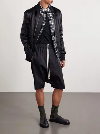 Rick Owens Ricks Pods Straight-Leg Organic Cotton-Blend Poplin Shorts