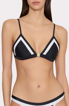 Milly Positano Colorblock Bikini Top in Black Multi at Nordstrom, Size Large