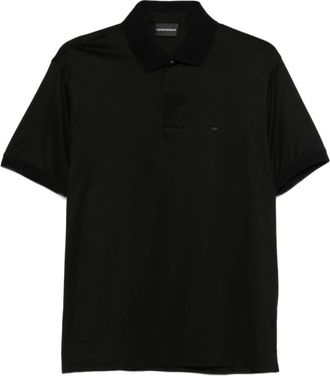 Emporio Armani Tops, Heren, Zwart, L, Katoen, Cotton Polo Shirt