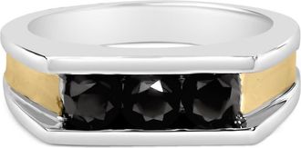 House of Brilliance Mens 14K Yellow Gold Plated Sterling Silver 1-1/2 Cttw Black Diamond Channel Set Band Ring