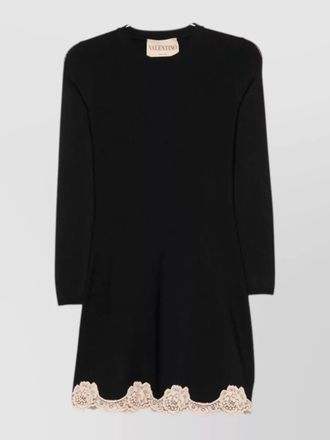 Valentino mini dress round neck floral lace trim