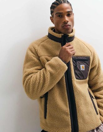 Carhartt Work in Progress Prentis - Giacca foderata in pile borg marrone hamilton polvere