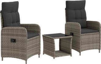 vidaXL Conjunto De Sof&aacute;s De Jard&iacute;n 3 Uds. Gris Y Gris Oscuro Vidaxl
