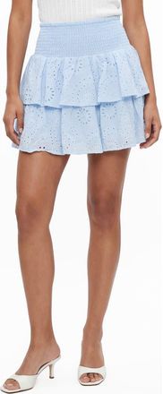 By Design Kara Embroidered Eyelet Tiered Miniskirt in Floaty Blue at Nordstrom Rack, Size X-Small