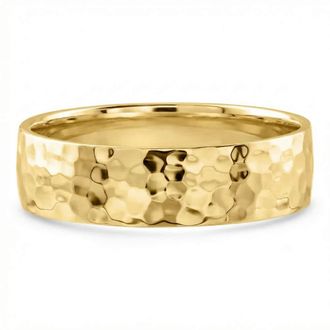 Pompeii3 Mens Polished Hammered Wedding Band 14k Gold or Platinum
