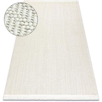 RugsX Rugsx - Alfombra Nano Fj86b Espina De Pescado, Bucle, Tejido Plano Blanco White 80x150 Cm