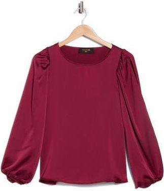 Renee C Cutout Long Sleeve Satin Top in Burgundy at Nordstrom Rack, Size X-Large