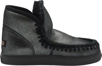 Mou Schoenen, Dames, Zwart, 40 EU, Leer, Donkergrijze metalen Eskimo laarzen