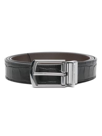 Michael Kors crocodile-embossed reversible belt - men - Leather - One Size - Black