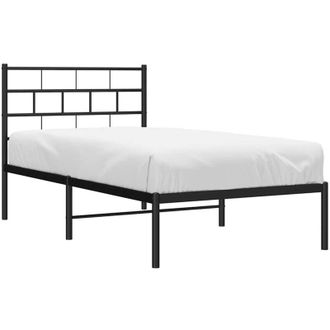 vidaXL Estructura Cama Sin Colch&oacute;n Con Cabecero Metal Negro 100x200 Cm Vidaxl