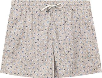 Canali Boxer Zwembroek met Zeilprint - Heren - Strandmode - Beige - M - Polyester - Badmode