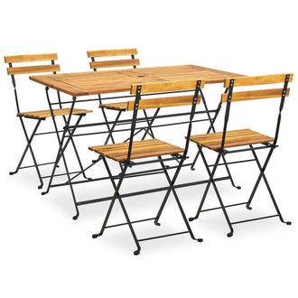 vidaXL Set De Comedor De Jard&iacute;n Plegable 5 Pzas Madera Maciza Acacia Vidaxl