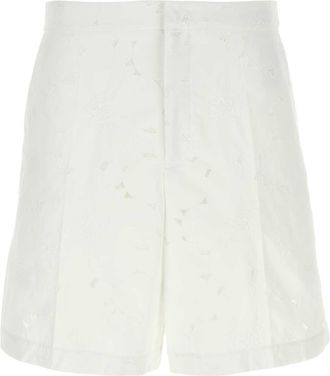 Valentino Garavani White Cotton Blend Bermuda Shorts