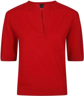 Pinko Varsavia V-hals Trui met Korte Mouwen - Dames - V-hals truien - Rood - S - Truien & Vesten