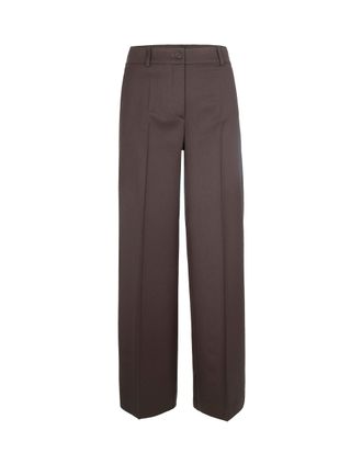 P.A.R.O.S.H. Dark Brown Wide-Leg Virgin Wool Pants