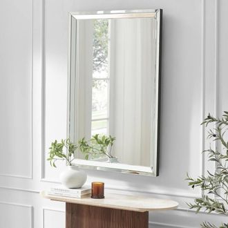 Furniturebox Roux Long Rectangle 120x80cm Wall Mirror in Metallics | Size: 120x80 cm
