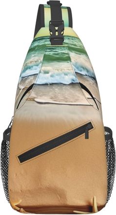 Generic Casual Shoulder Crossbody Bag Ocean Beach Theme Shoulder Bags Lightweight,Multipurpose Sling Backpack for Camping Women Sports