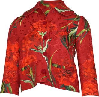 Dolce & Gabbana Pre-owned Womens & Floral Metallic Brocade Jacket in Red Cotton - Size X-Small