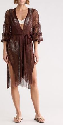 Vince Camuto Mesh Net Ruana in Chocolate at Nordstrom Rack
