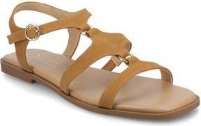 Journee Collection Briley Flat Sandal in Cognac Nubuck at Nordstrom Rack, Size 6.5