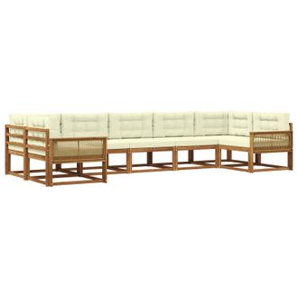 vidaXL Conjunto De Sof&aacute;s De Exterior Con Coj&iacute;n 7 Pcs Natural Y Crema Vidaxl