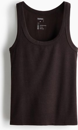 H&M Geripptes Cooling Tanktop in Slim Fit - Dunkelbraun