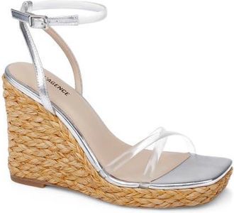 L'agence Malone Espadrille Ankle Strap Platform Wedge Sandal in Silver at Nordstrom, Size 8.5