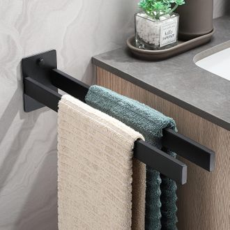 OEM Toallero De Pared Dvocel Negro, Soporte Rectangular De Acero Inoxidable Con Doble Barra Para Toallas, Ideal Para Ba&ntilde;o Y Cocina