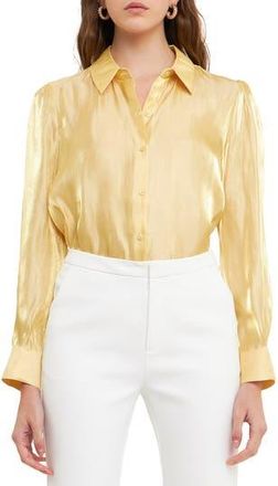 endless rose Sheer Satin Shirt in Creamy Yellow at Nordstrom Rack, Size X-Small