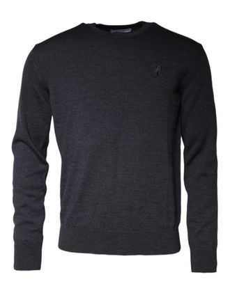 Dolce & Gabbana Mens Virgin Wool Crew Neck Sweater Gray