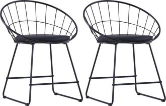 vidaXL Vidaxl - Sillas De Comedor Asientos De Cuero Sint&eacute;tico 2 Uds Acero Negro
