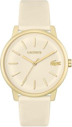 Lacoste 12.12 Move Silicone Strap Watch, 42mm in Ivory at Nordstrom Rack