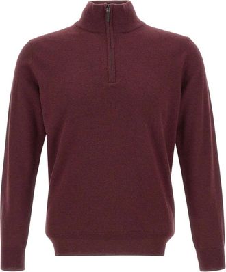 KANGRA Trui met halve rits van scheerwol - Heren - Vesten met rits - Rood - 3XL - Wol - Hoodies & sweatvesten